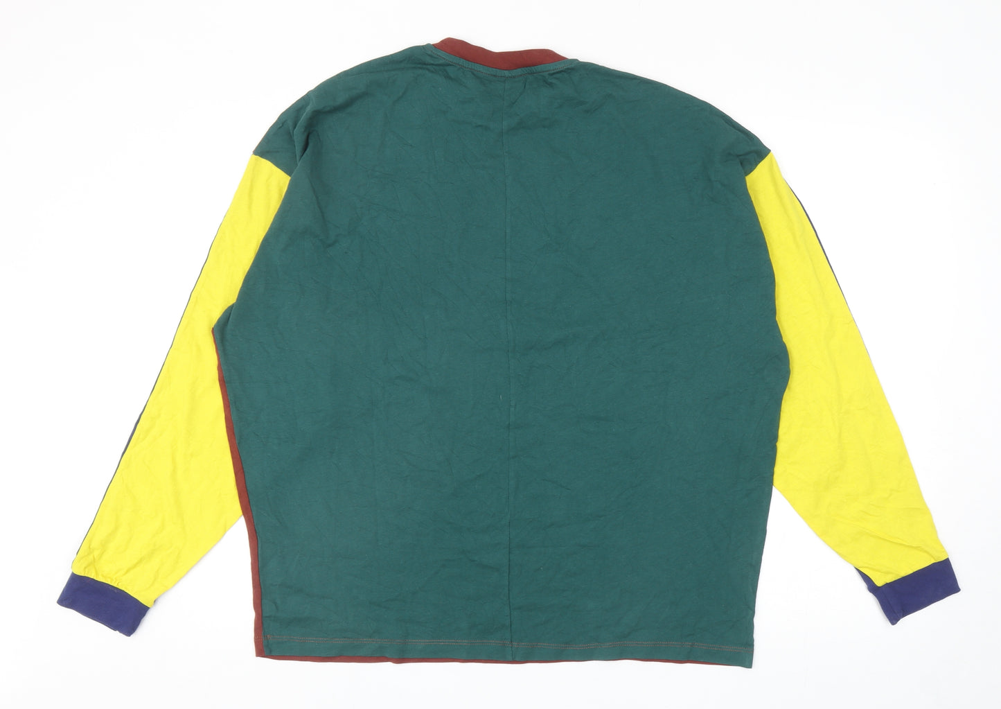 ASOS Mens Multicoloured Colourblock Cotton T-Shirt Size M Round Neck