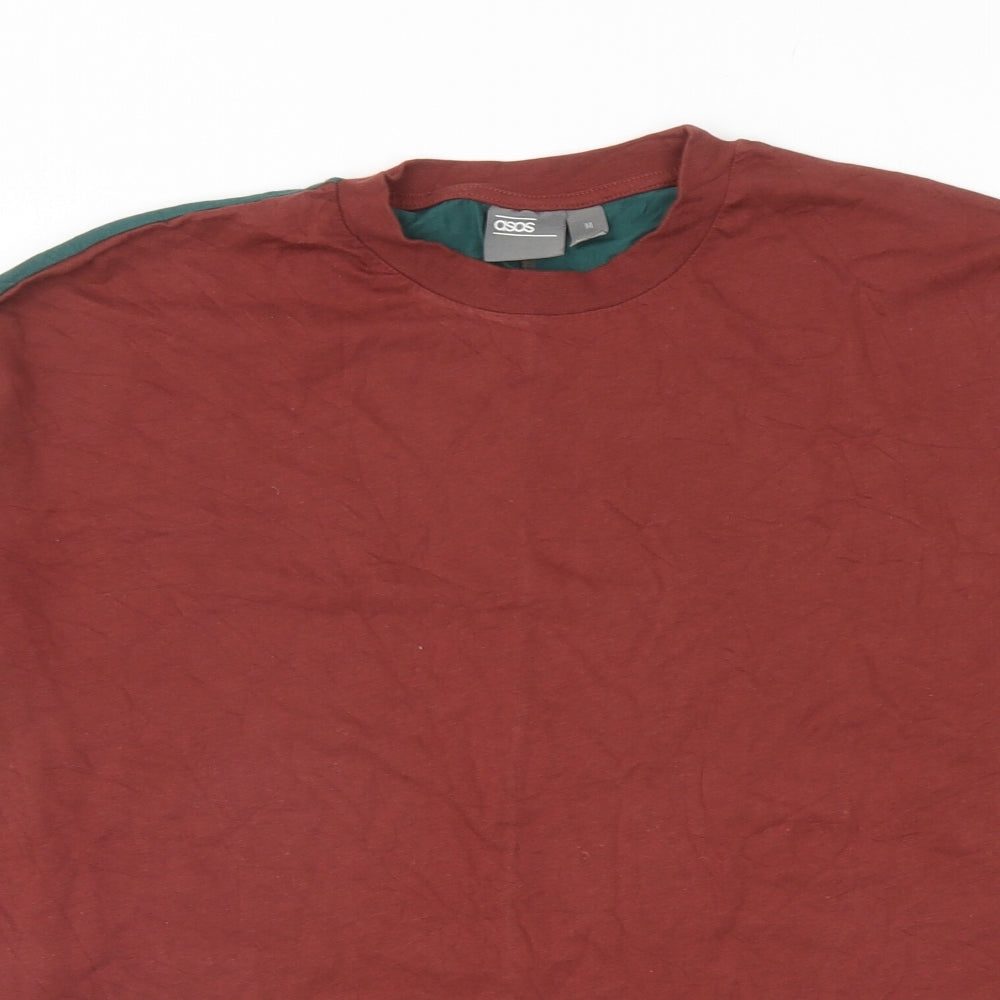 ASOS Mens Multicoloured Colourblock Cotton T-Shirt Size M Round Neck