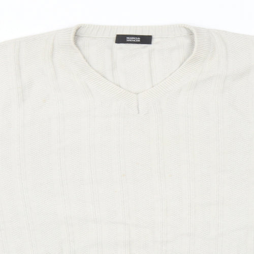Marks and Spencer Mens Grey V-Neck Acrylic Pullover Jumper Size XL