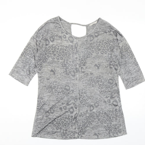 George Womens Grey Scoop Neck Animal Print Polyester Tunic Jumper Size 14 - Leopard Print