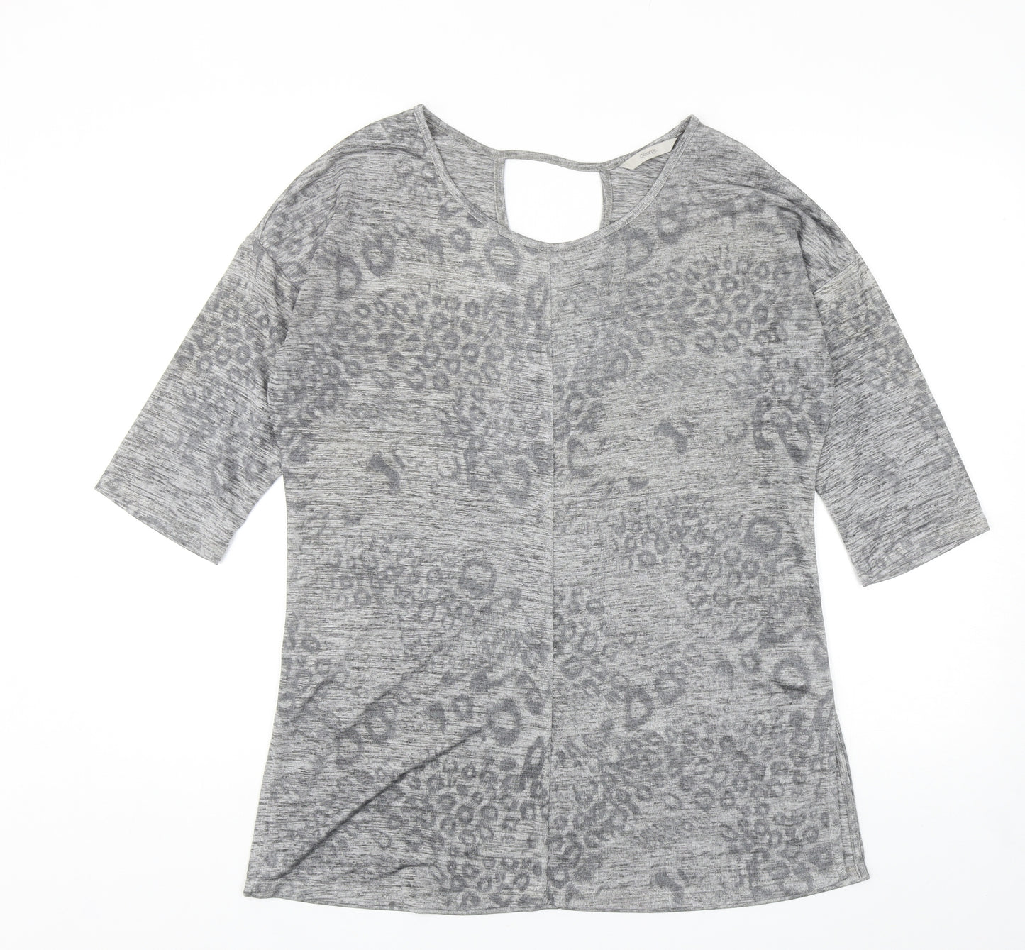 George Womens Grey Scoop Neck Animal Print Polyester Tunic Jumper Size 14 - Leopard Print