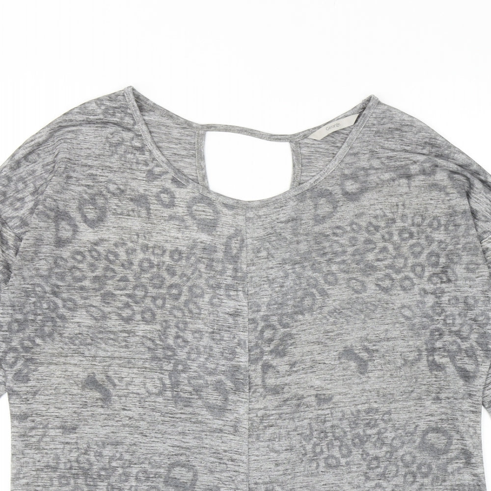 George Womens Grey Scoop Neck Animal Print Polyester Tunic Jumper Size 14 - Leopard Print