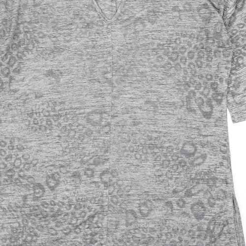 George Womens Grey Scoop Neck Animal Print Polyester Tunic Jumper Size 14 - Leopard Print