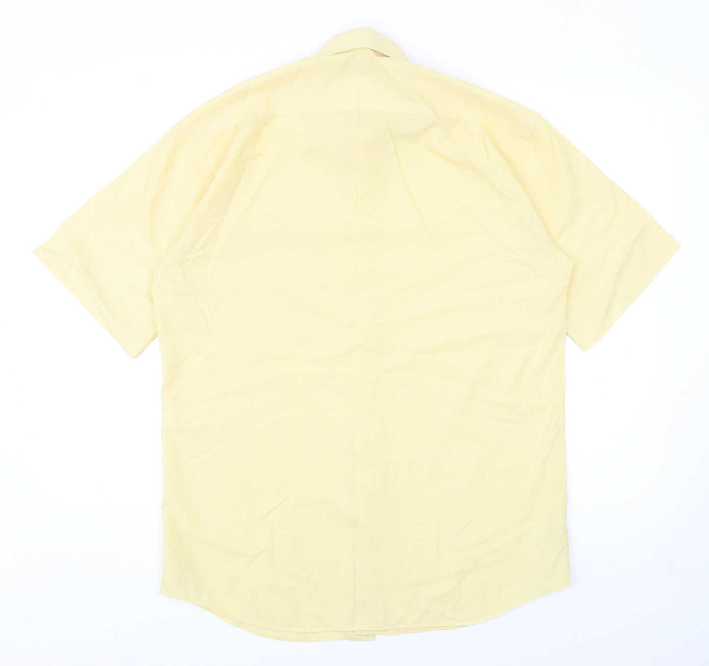 Marks and Spencer Mens Yellow Cotton Button-Up Size 15 Collared Button