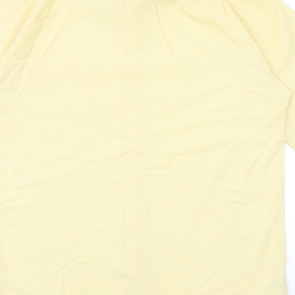 Marks and Spencer Mens Yellow Cotton Button-Up Size 15 Collared Button