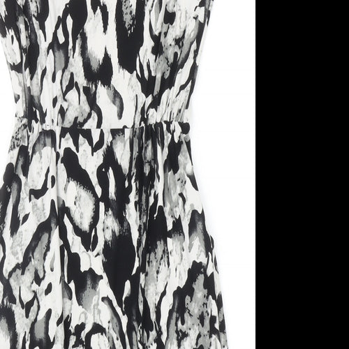 Zuppe Womens Black Geometric Polyester Tunic T-Shirt Size S Boat Neck