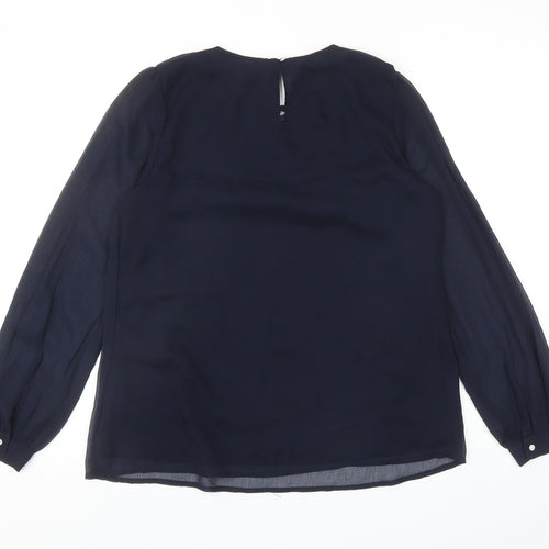 H&M Womens Blue Polyester Basic Blouse Size 8 Round Neck - Lace Detail