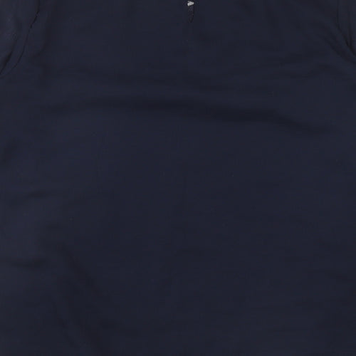 H&M Womens Blue Polyester Basic Blouse Size 8 Round Neck - Lace Detail
