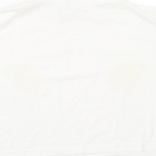 Missguided Womens White Cotton Cropped T-Shirt Size 8 Round Neck - Lemons