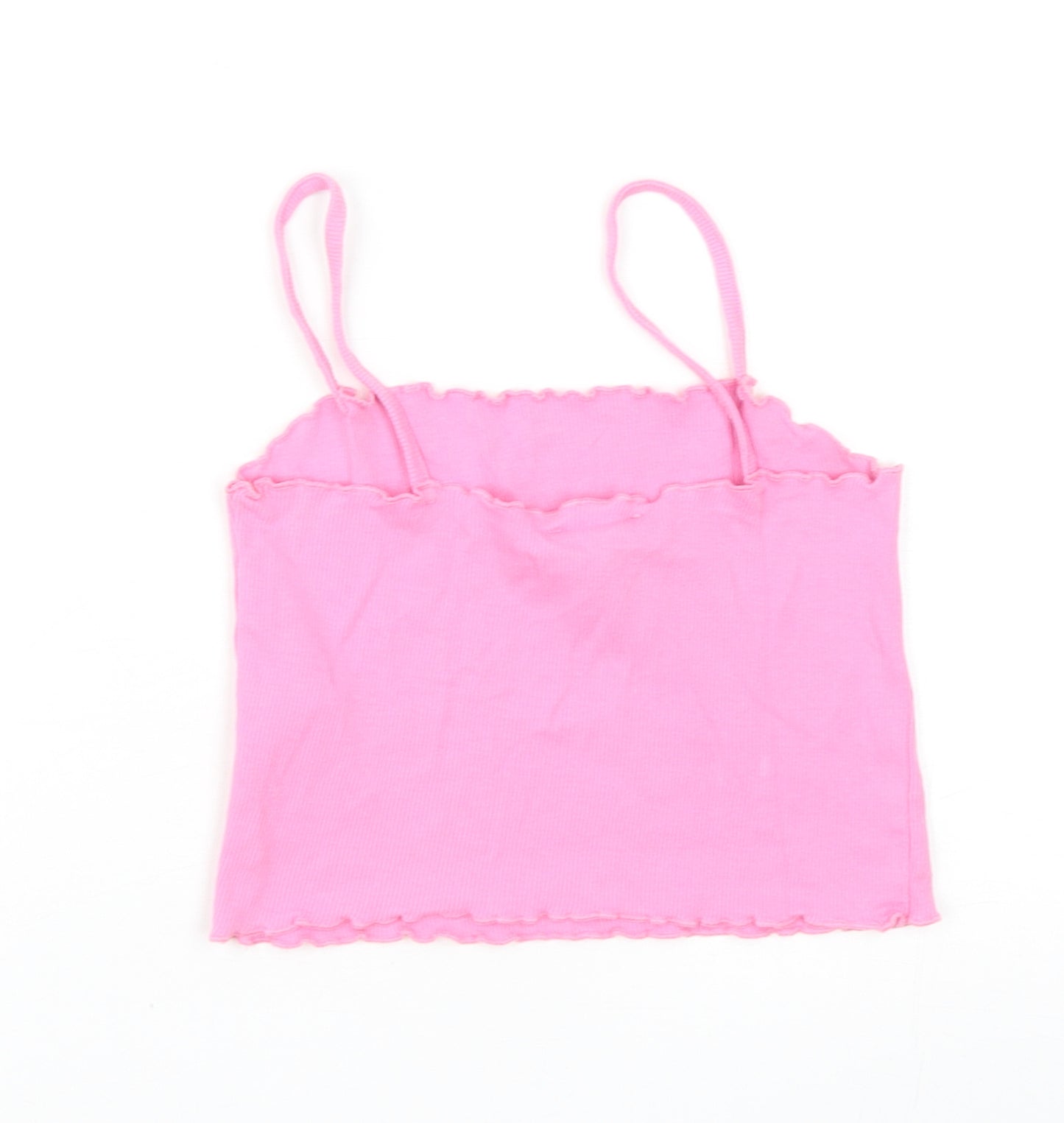 Topshop Womens Pink Cotton Camisole Tank Size 8 Square Neck - Cropped
