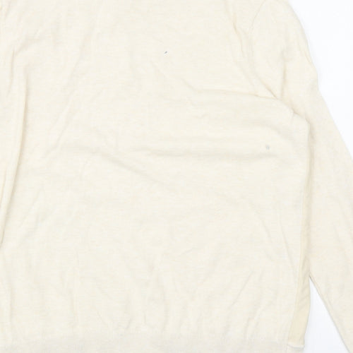 RJR. John Rocha Womens Ivory Round Neck Cotton Pullover Jumper Size 18 - Flower Mesh Detail