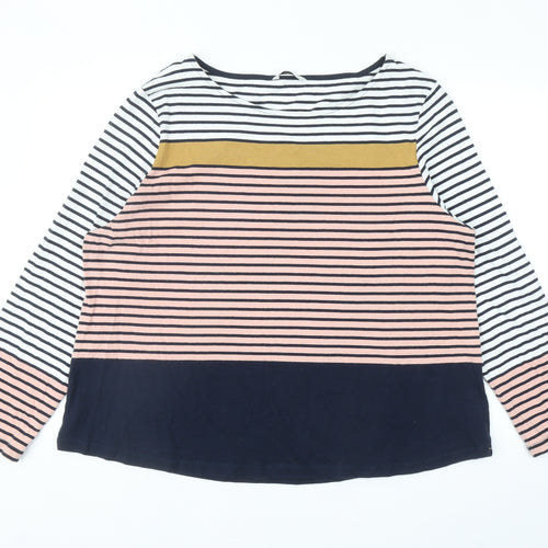 George Womens Multicoloured Striped Cotton Basic T-Shirt Size 22 Boat Neck