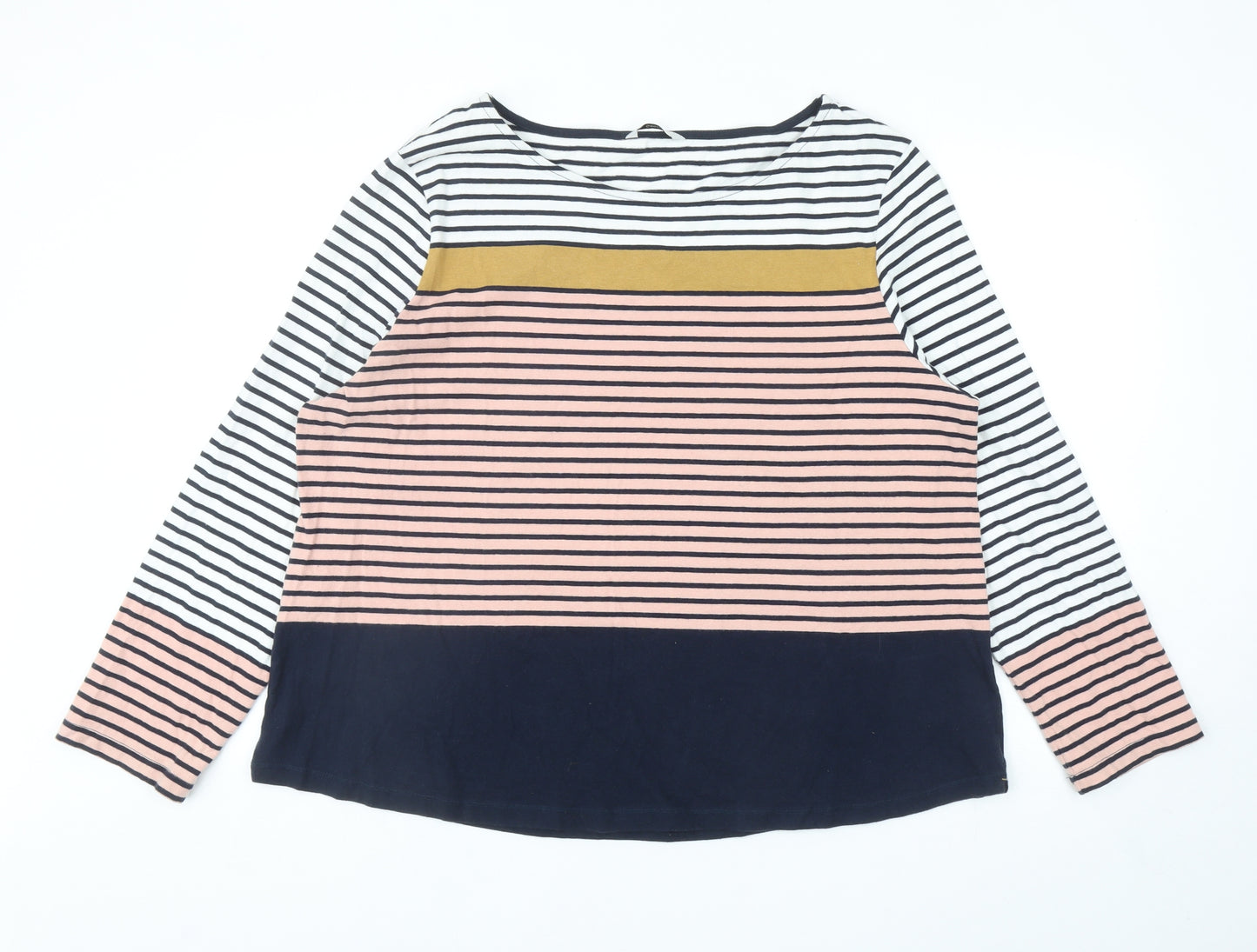 George Womens Multicoloured Striped Cotton Basic T-Shirt Size 22 Boat Neck