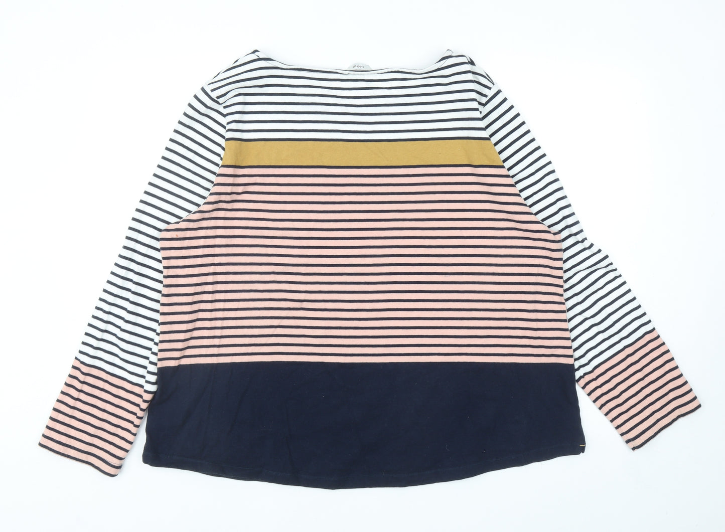 George Womens Multicoloured Striped Cotton Basic T-Shirt Size 22 Boat Neck