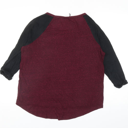 Divided Womens Red Colourblock Polyester Basic T-Shirt Size M Scoop Neck