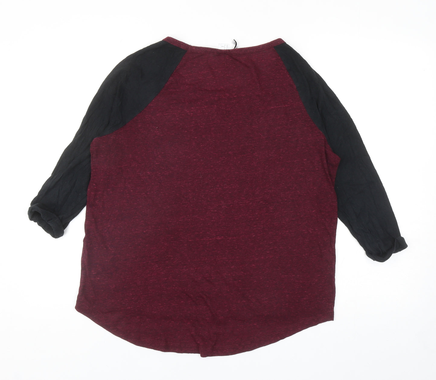 Divided Womens Red Colourblock Polyester Basic T-Shirt Size M Scoop Neck