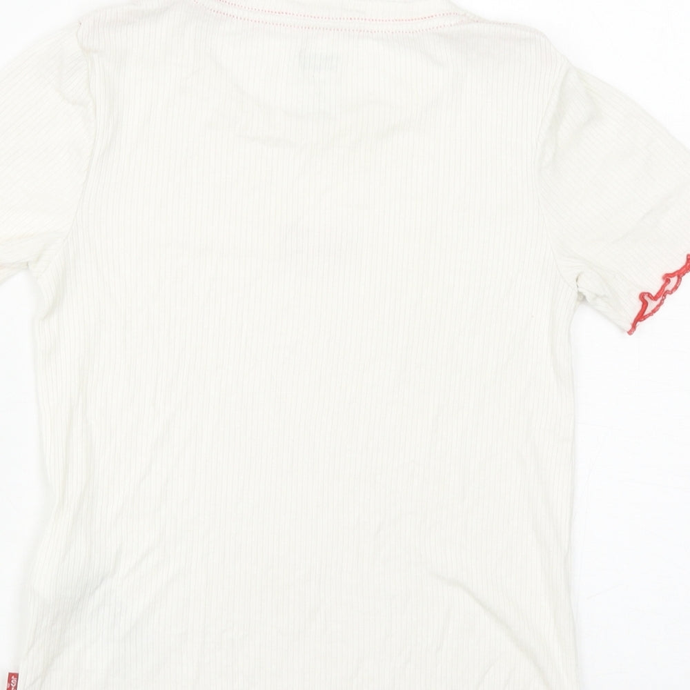 Levi's Girls White Viscose Basic T-Shirt Size 10 Years Round Neck Pullover