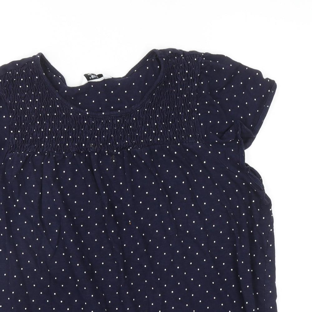 NEXT Womens Blue Polka Dot Cotton Basic T-Shirt Size 22 Round Neck