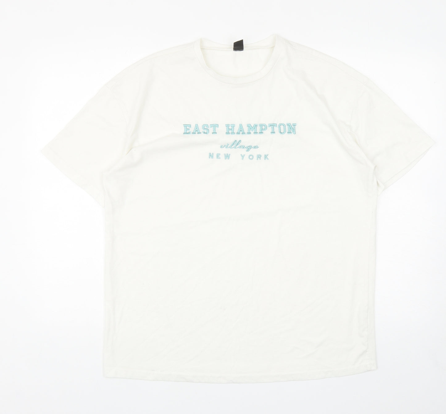 SheIn Mens Ivory Polyester T-Shirt Size M Round Neck - East Hampton