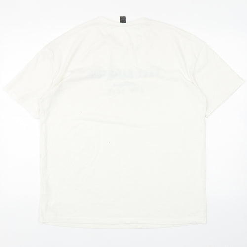SheIn Mens Ivory Polyester T-Shirt Size M Round Neck - East Hampton