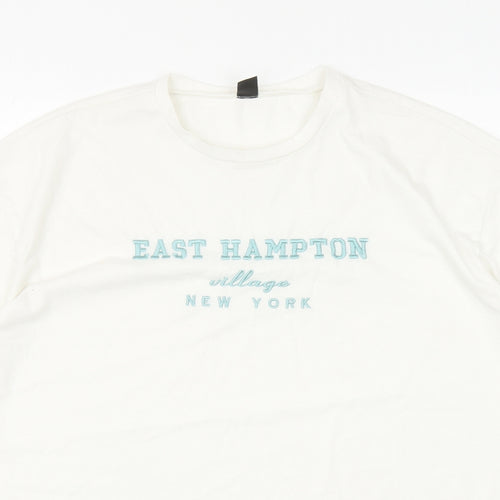 SheIn Mens Ivory Polyester T-Shirt Size M Round Neck - East Hampton