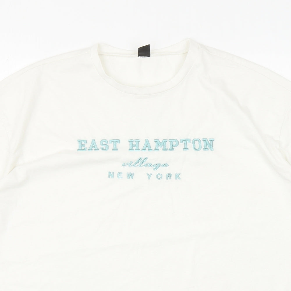 SheIn Mens Ivory Polyester T-Shirt Size M Round Neck - East Hampton