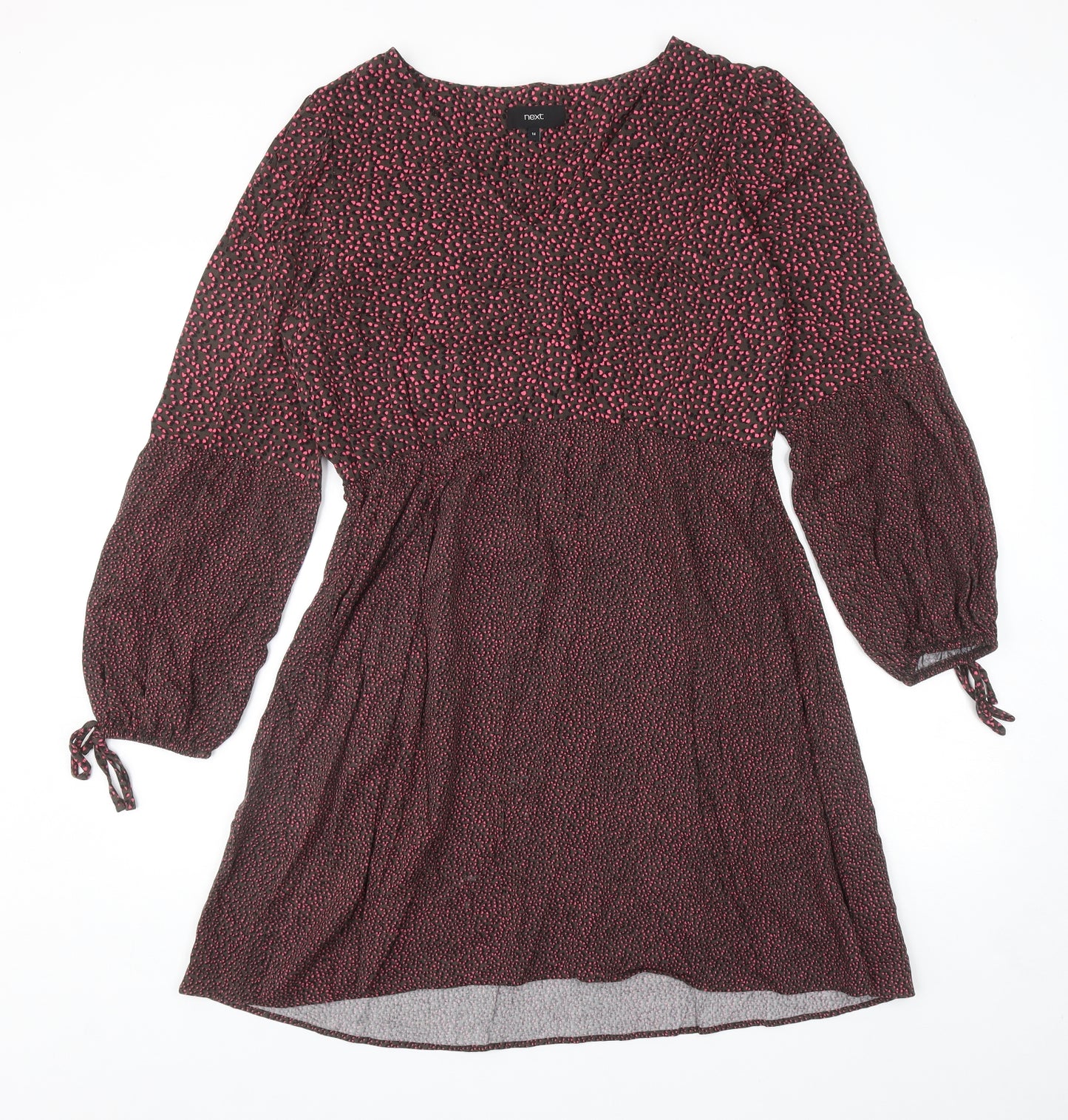 NEXT Womens Multicoloured Animal Print Viscose Skater Dress Size 14 V-Neck Pullover - Leopard Print Hearts