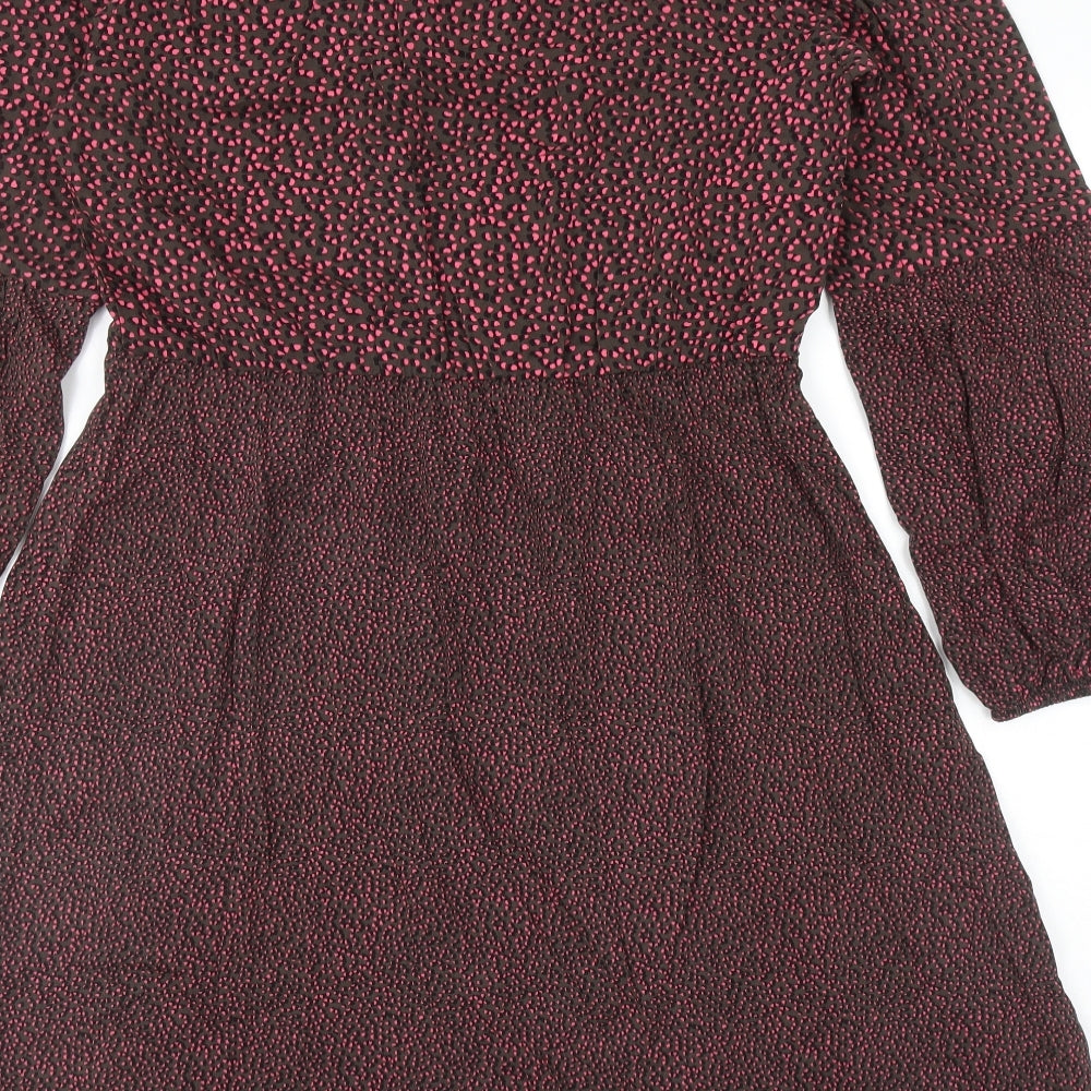 NEXT Womens Multicoloured Animal Print Viscose Skater Dress Size 14 V-Neck Pullover - Leopard Print Hearts