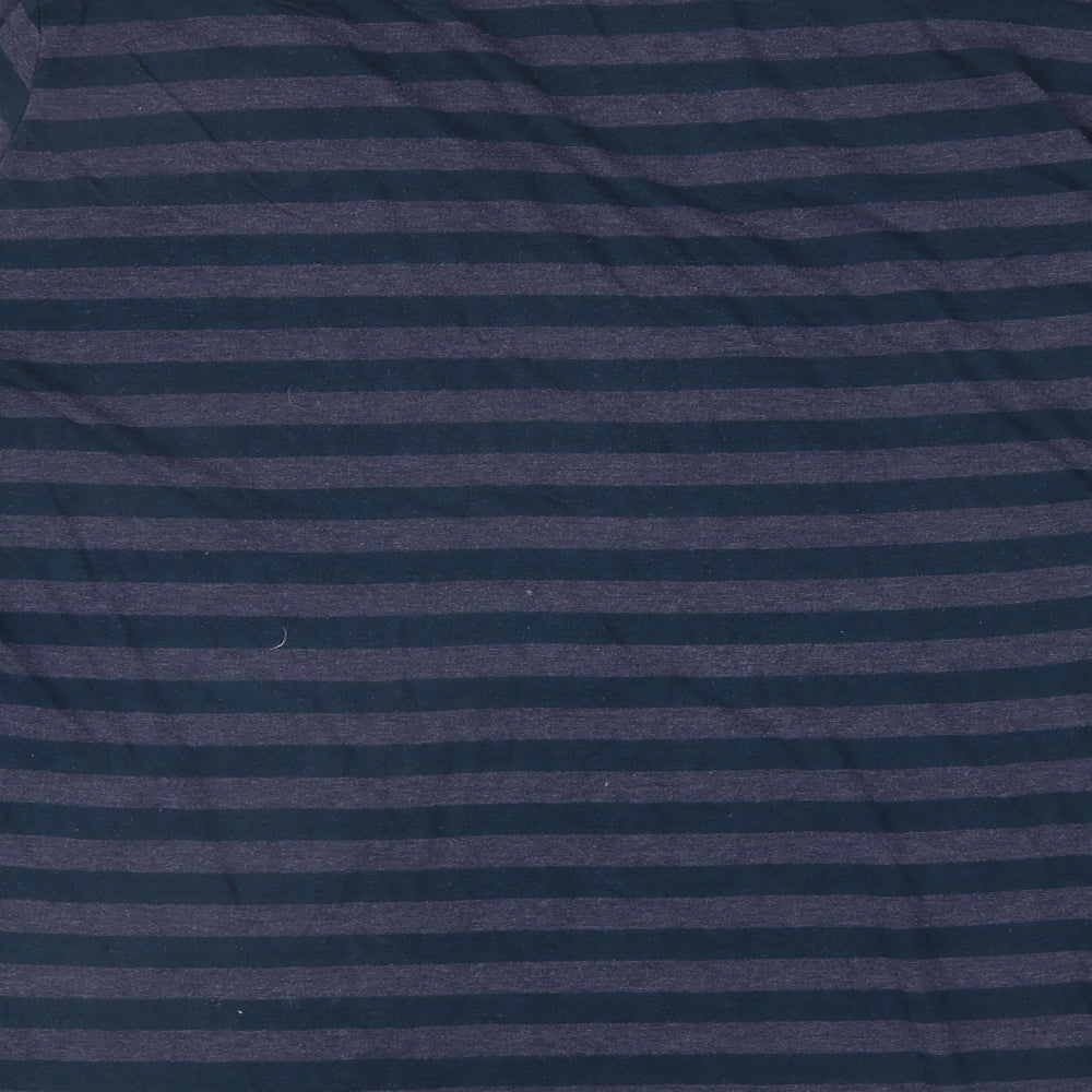 Yours Womens Blue Striped Cotton Basic T-Shirt Size 26 Boat Neck