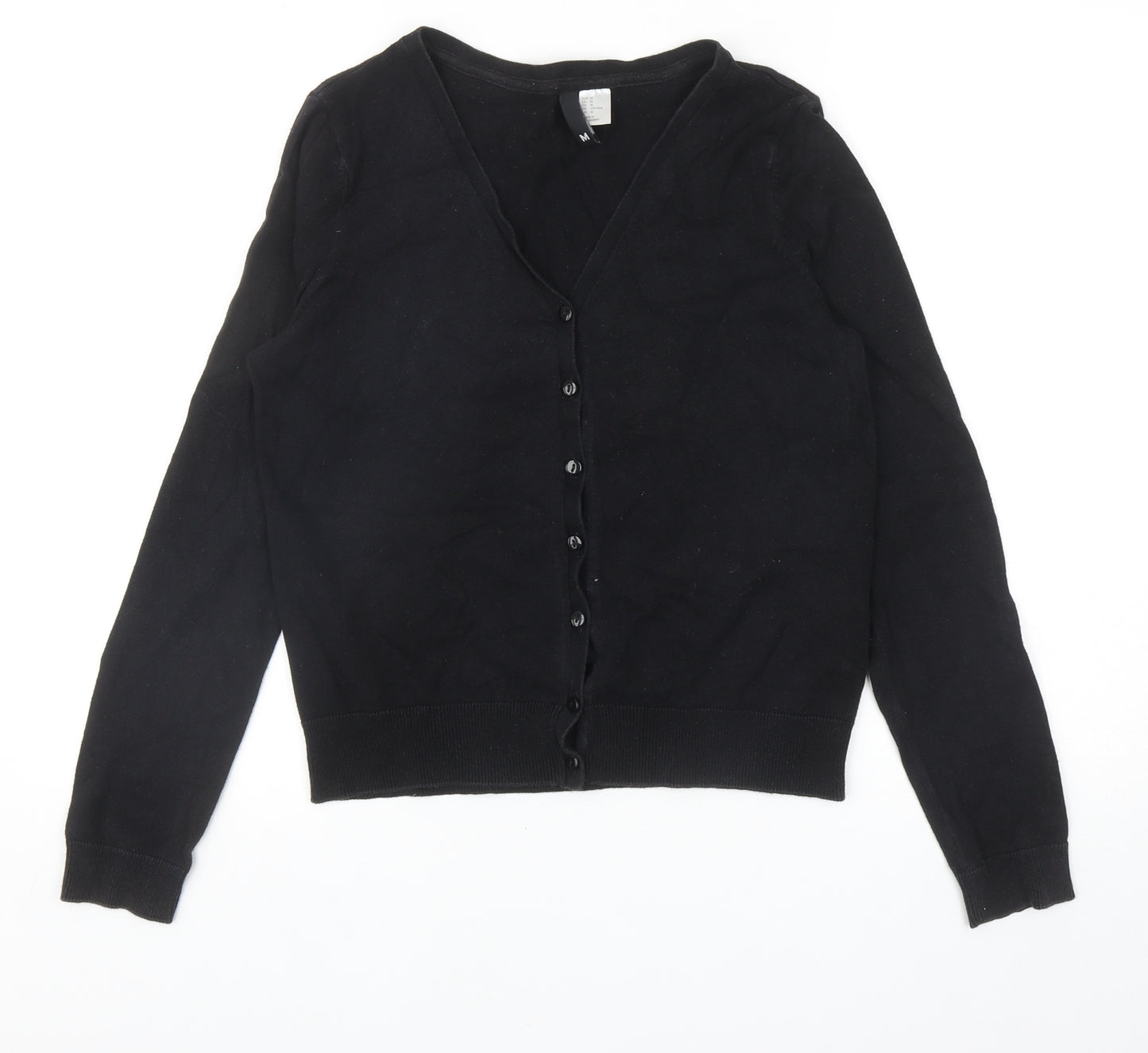 Divided Womens Black V-Neck Cotton Cardigan Jumper Size M
