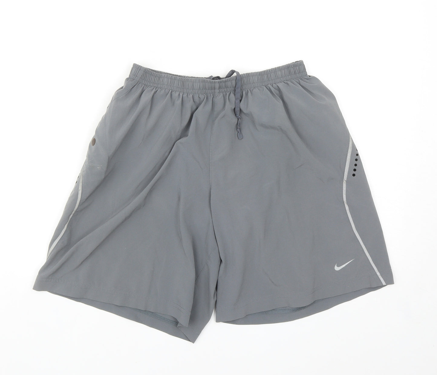 Nike Mens Grey Polyester Sweat Shorts Size S L7 in Regular Drawstring