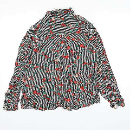 Papaya Womens Multicoloured Striped Viscose Basic Button-Up Size 14 Collared - Floral