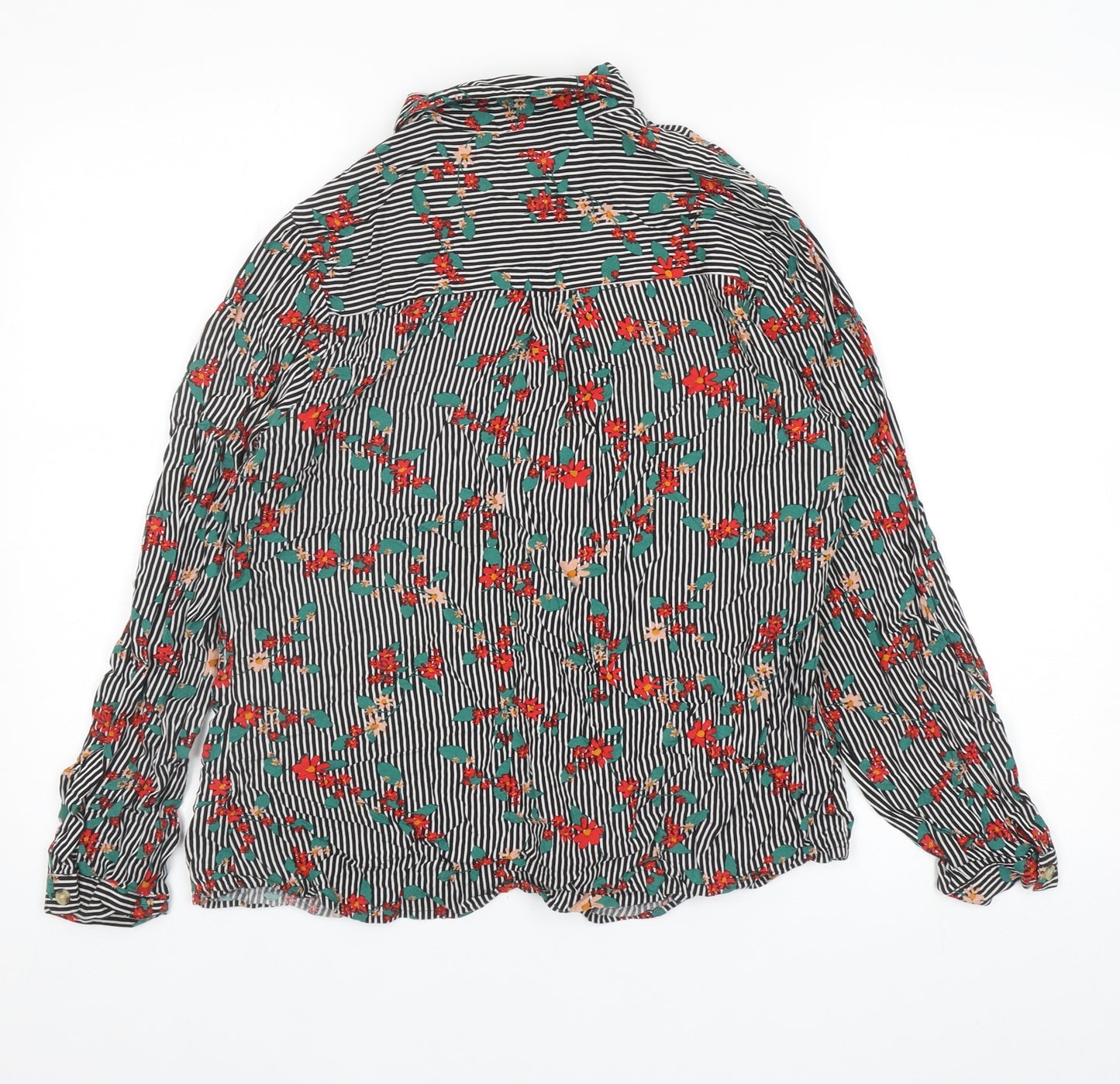 Papaya Womens Multicoloured Striped Viscose Basic Button-Up Size 14 Collared - Floral