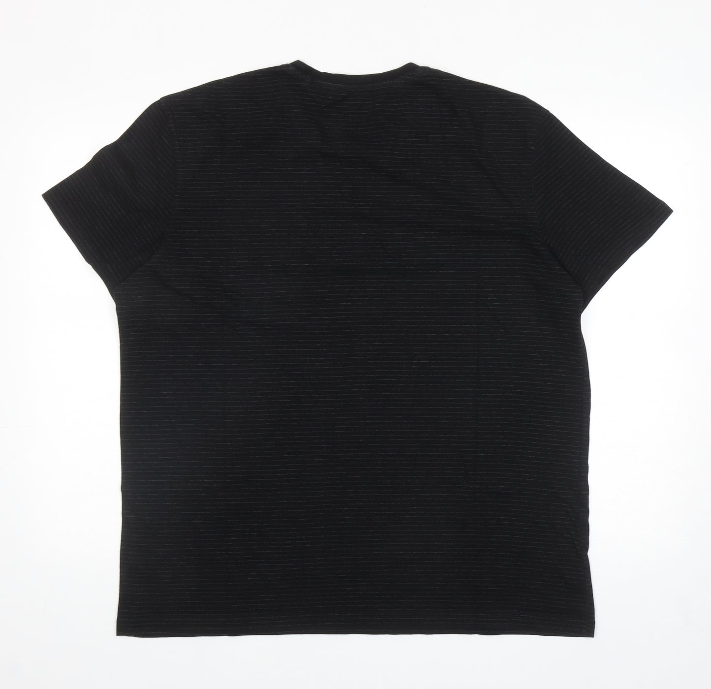 TU Mens Black Striped Cotton T-Shirt Size XL Round Neck