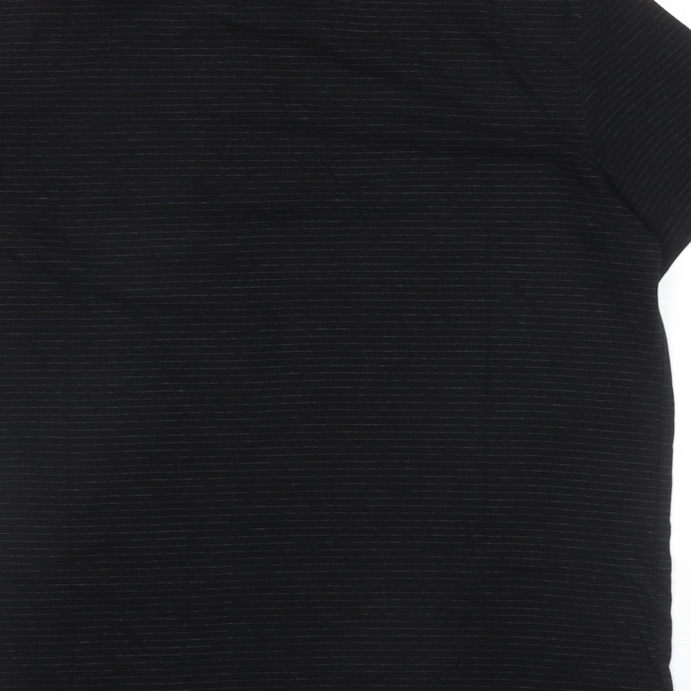 TU Mens Black Striped Cotton T-Shirt Size XL Round Neck