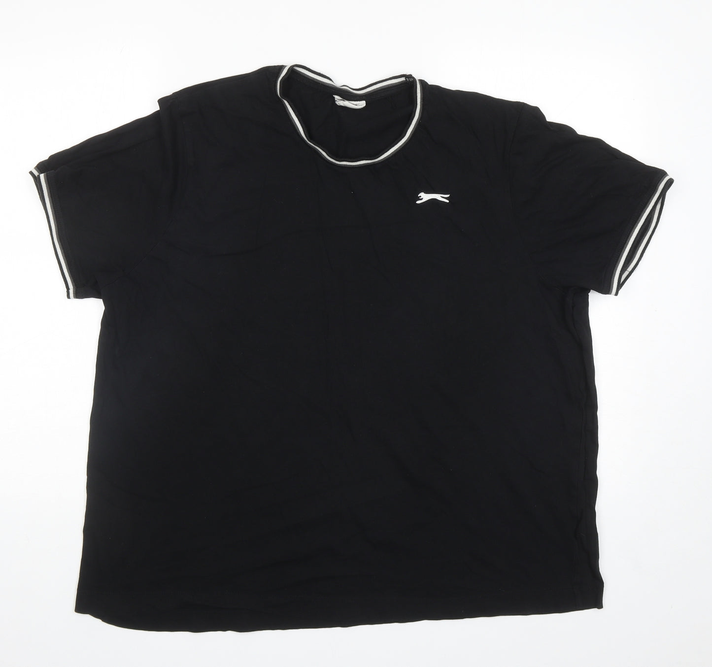 Slazenger Mens Black Cotton T-Shirt Size 2XL Round Neck