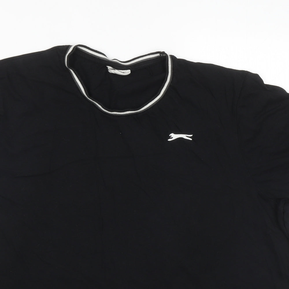 Slazenger Mens Black Cotton T-Shirt Size 2XL Round Neck