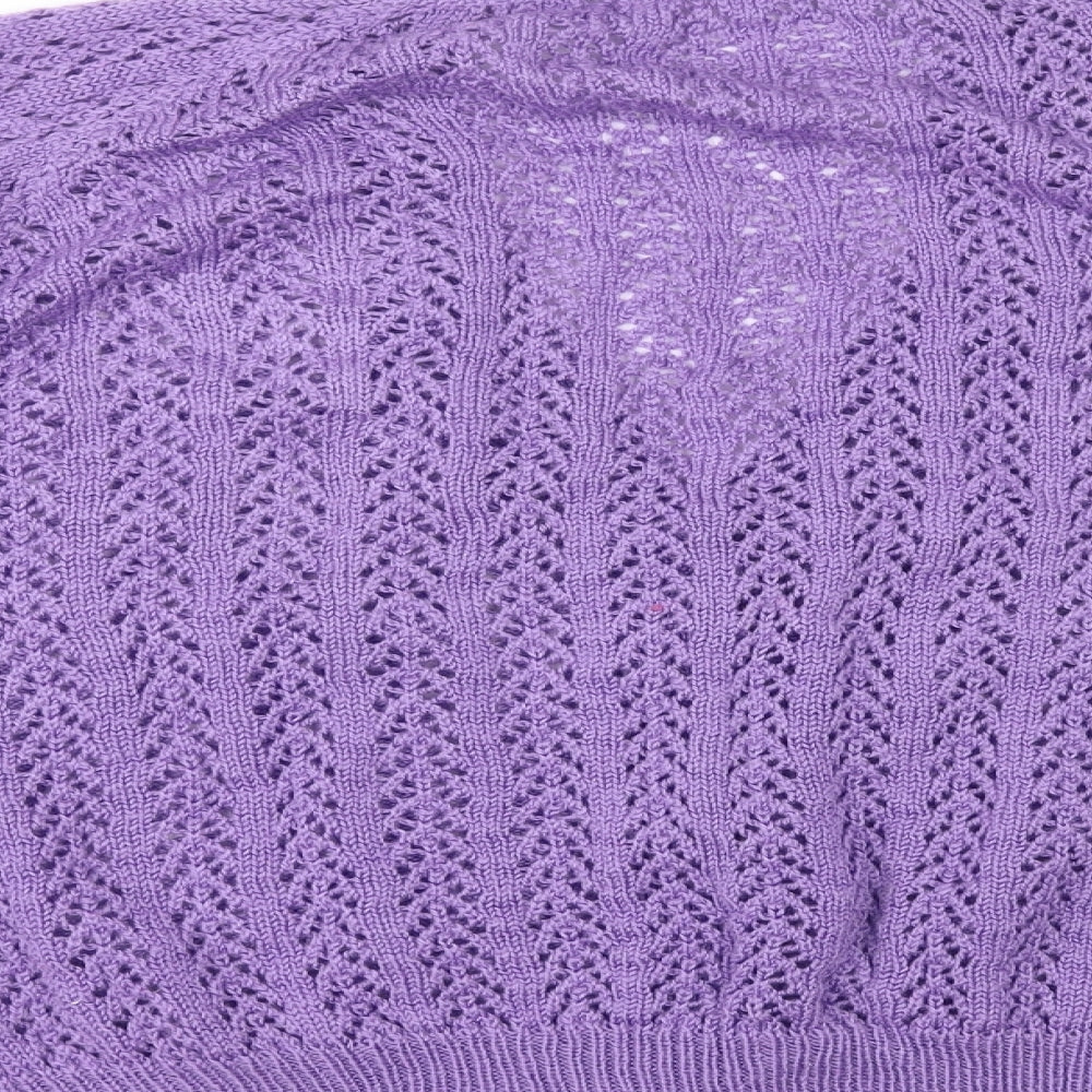 Preworn Womens Purple V-Neck Polyester Cardigan Jumper Size 10