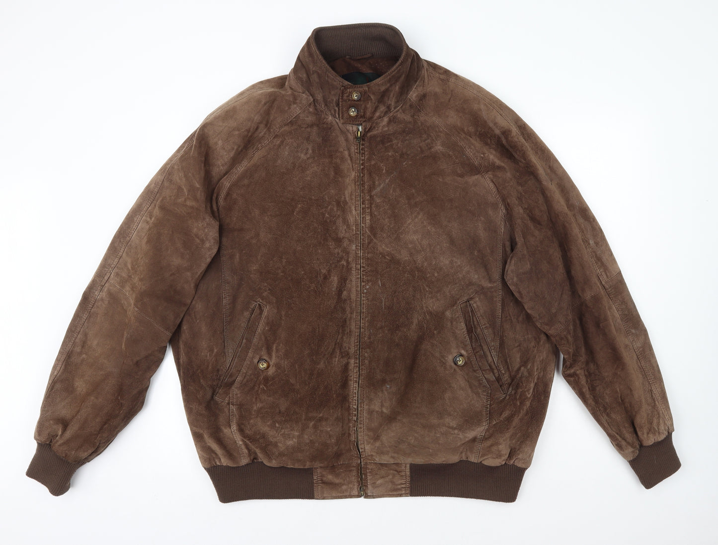 Orvis Mens Brown Bomber Jacket Coat Size XL Zip - 100% Leather