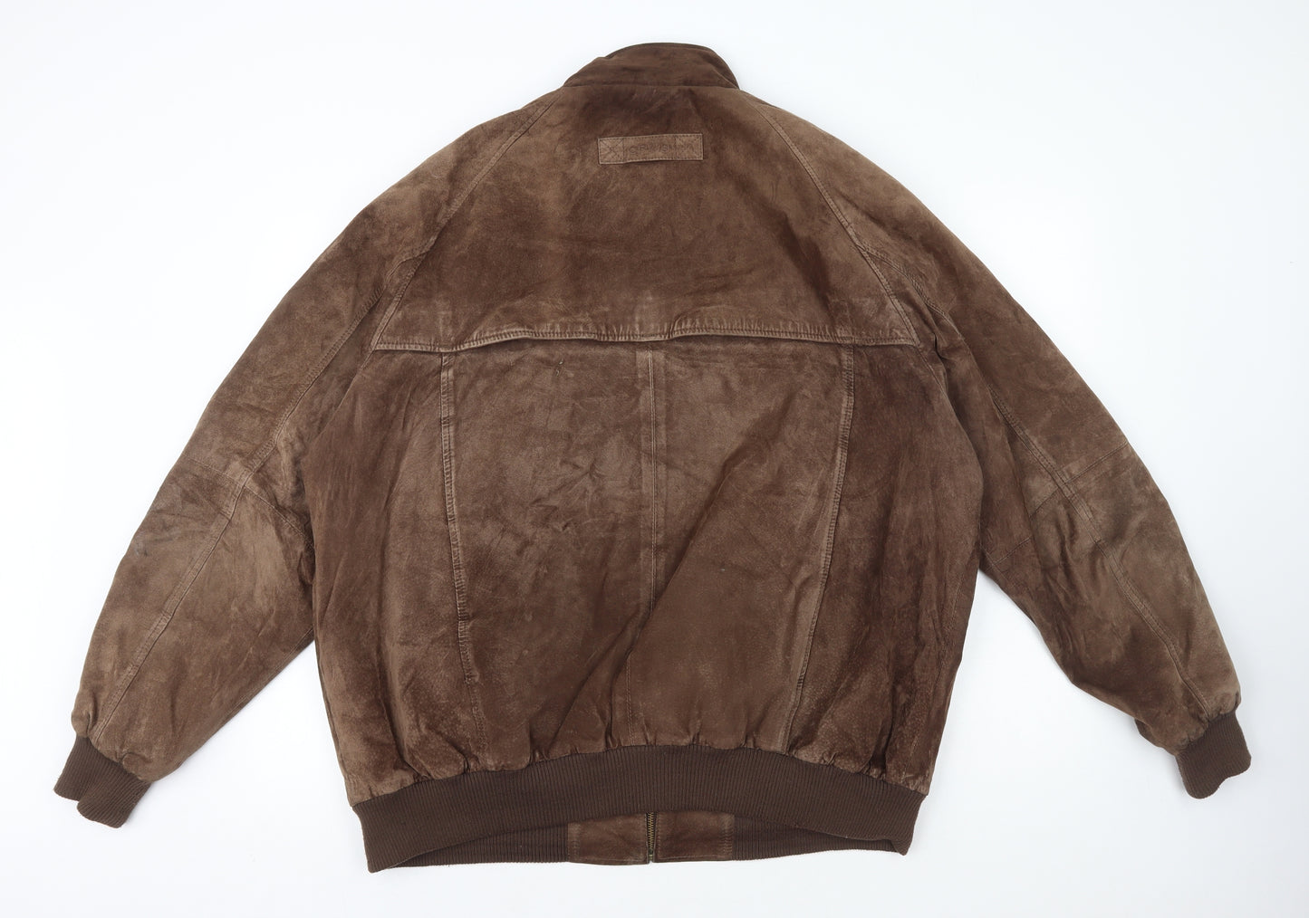 Orvis Mens Brown Bomber Jacket Coat Size XL Zip - 100% Leather