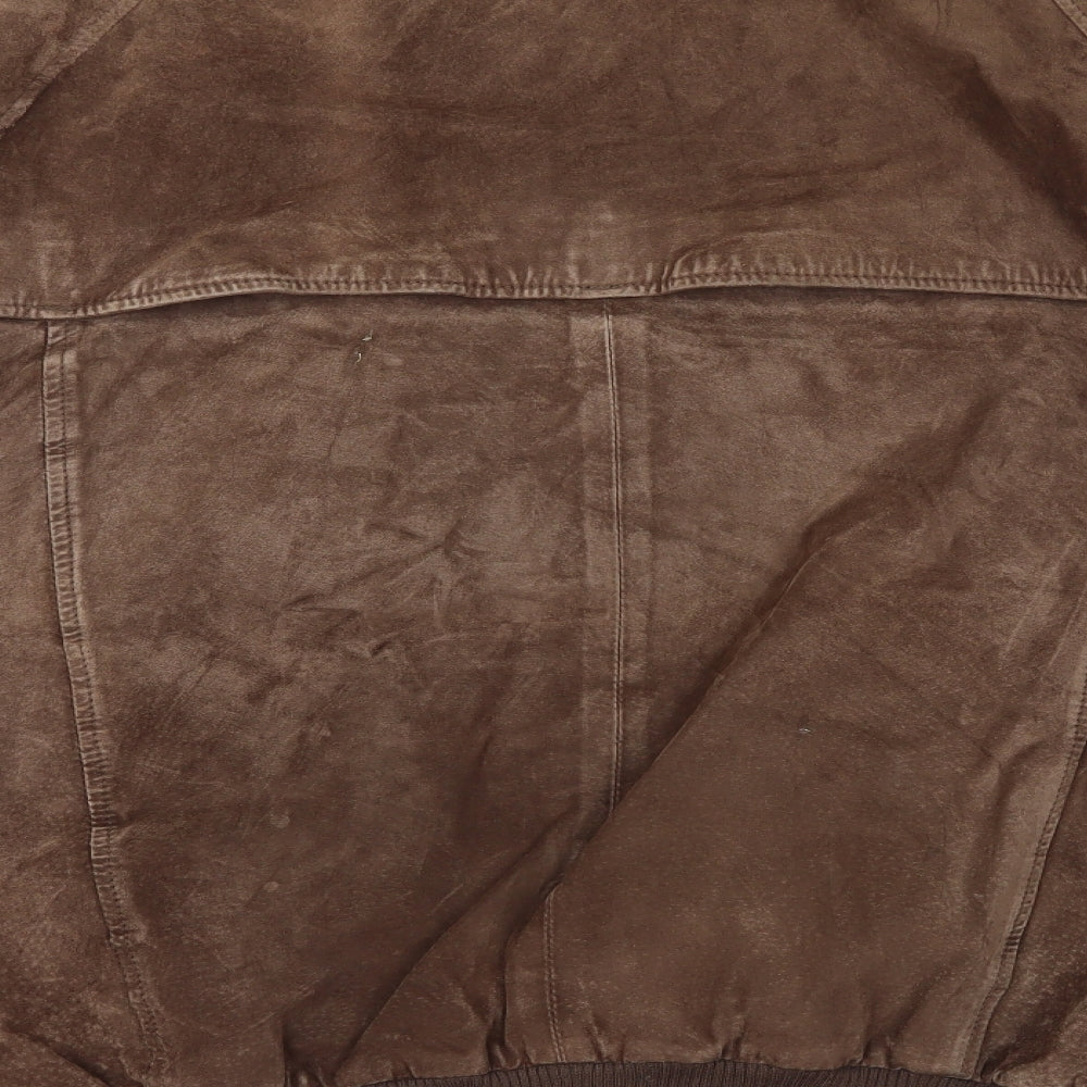 Orvis Mens Brown Bomber Jacket Coat Size XL Zip - 100% Leather