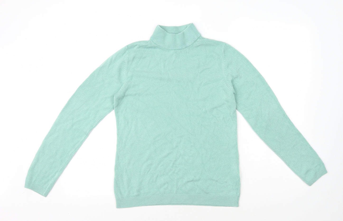 Papaya Womens Green Acrylic Basic T-Shirt Size 8 High Neck