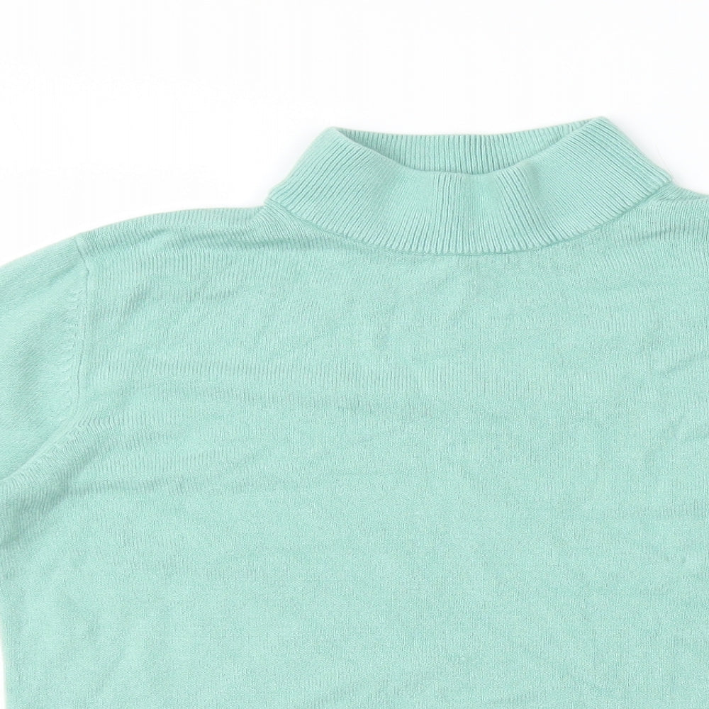 Papaya Womens Green Acrylic Basic T-Shirt Size 8 High Neck