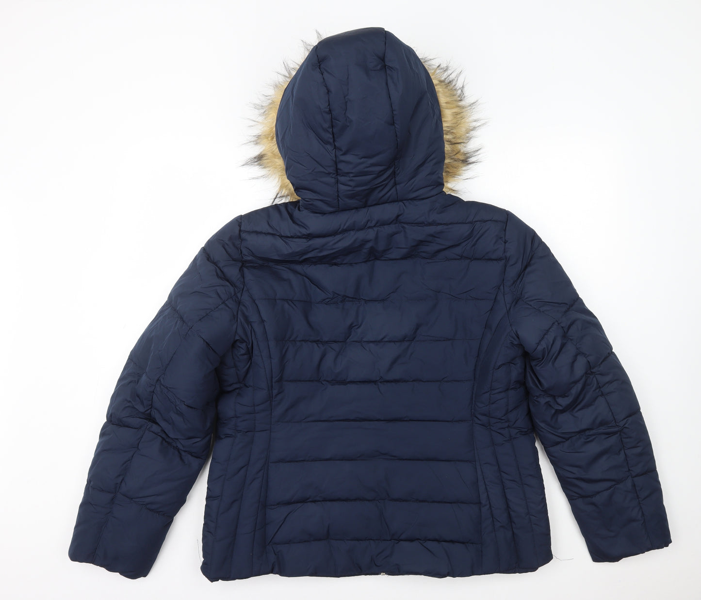 Studio Outerwear Womens Blue Puffer Jacket Coat Size 16 Zip