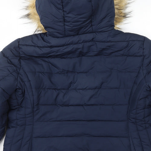 Studio Outerwear Womens Blue Puffer Jacket Coat Size 16 Zip