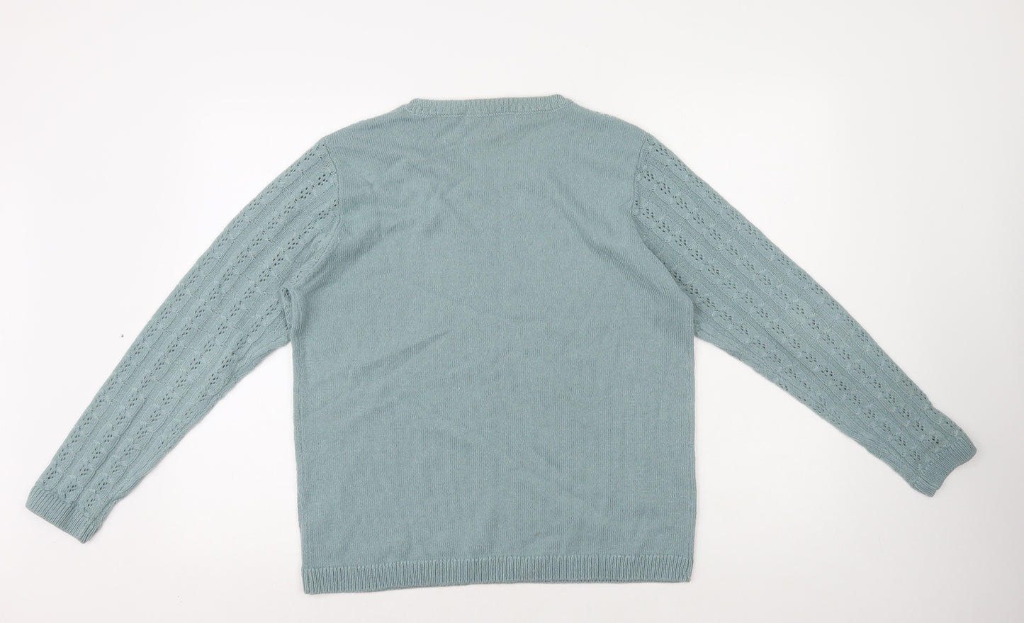 Isle Essentials Womens Blue Acrylic Basic T-Shirt Size M Round Neck - Size 14-16