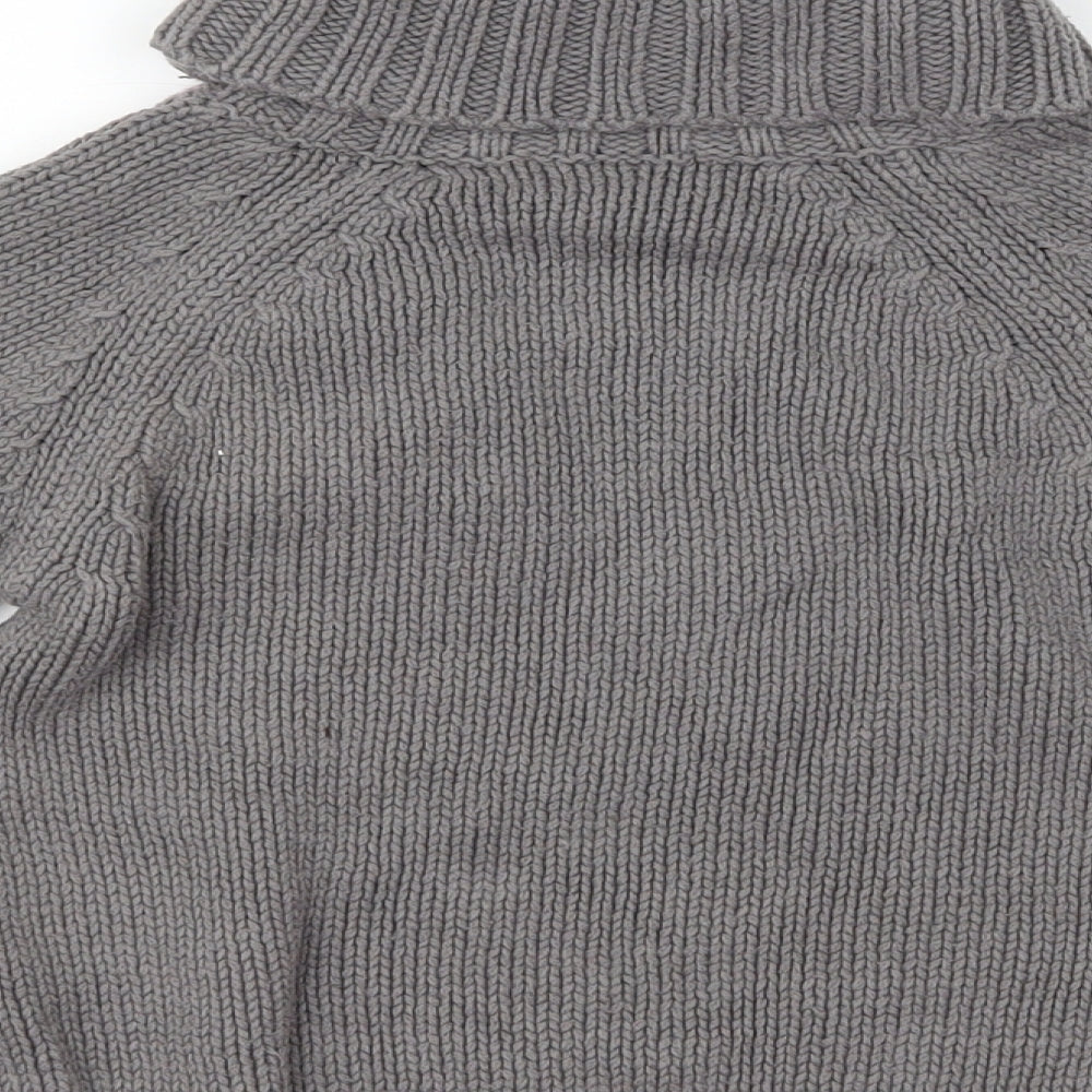 Vertbaudet Girls Grey Roll Neck Cotton Pullover Jumper Size 4 Years Pullover