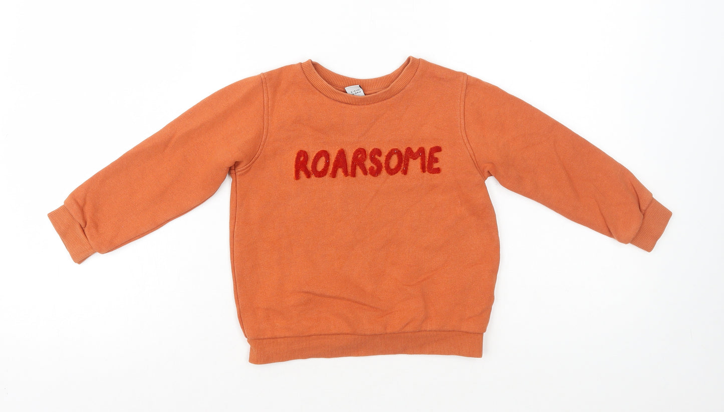 TU Boys Orange Cotton Pullover Sweatshirt Size 3-4 Years Pullover - Roarsome