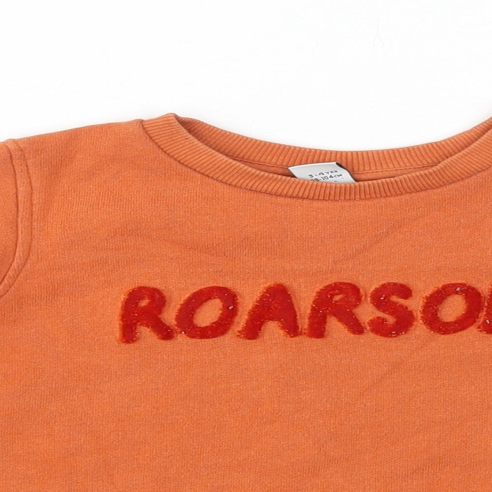 TU Boys Orange Cotton Pullover Sweatshirt Size 3-4 Years Pullover - Roarsome