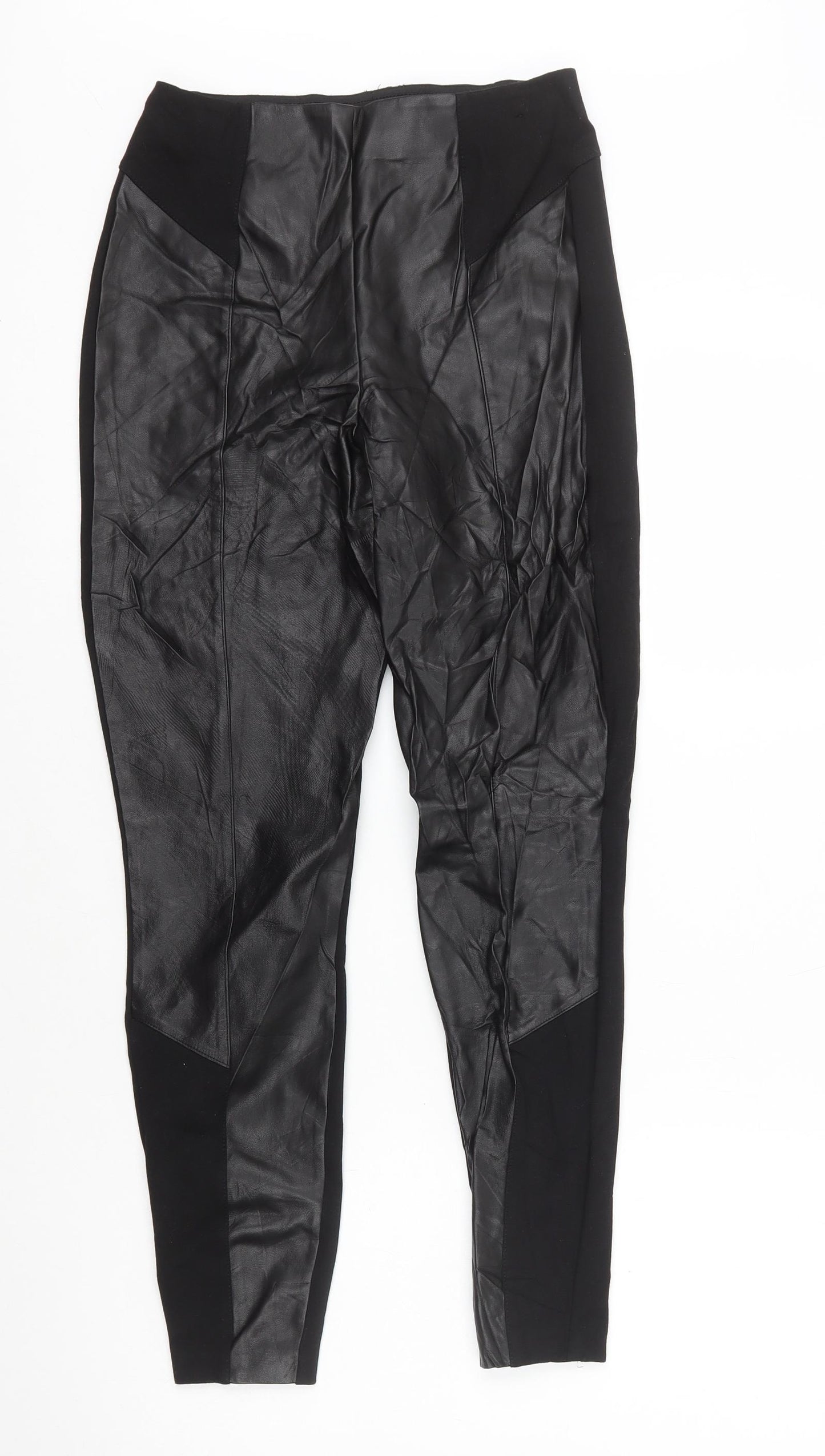 River Island Womens Black Polyester Capri Leggings Size 8 L26 in - Leather Look